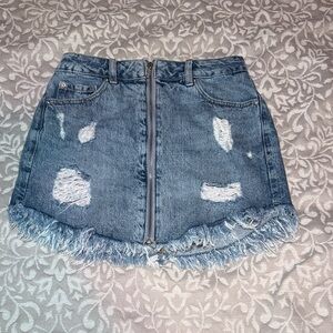 Garage Blue Distressed Mini Skirt